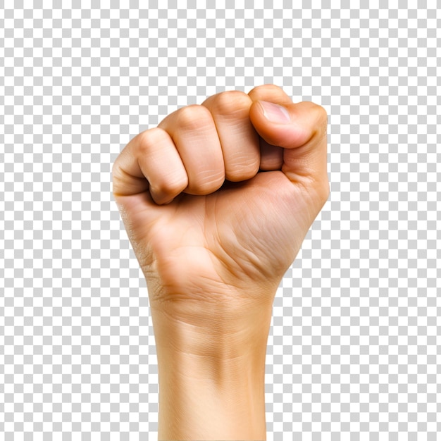 A solidarity hand with a fist on a transparent background