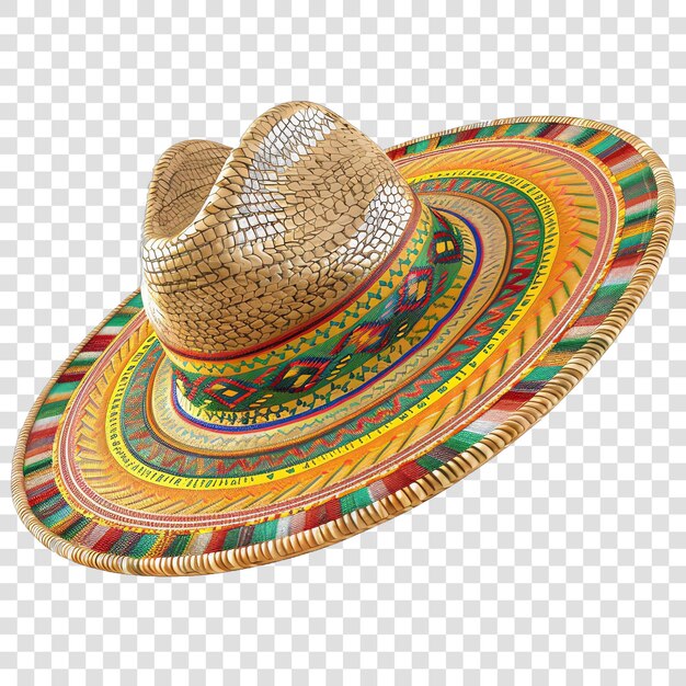 PSD sombrero hat mexican realistic isolated on transparent background