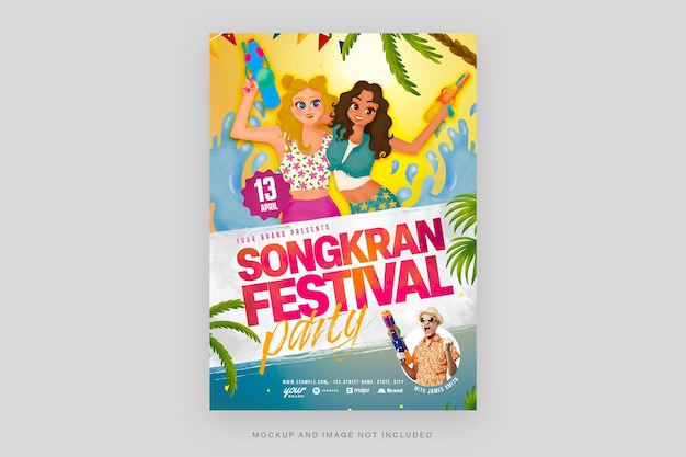 Songkran Festival Flyer Template in PSD V1