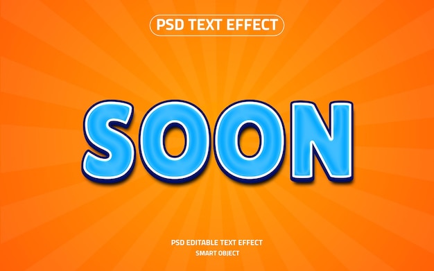 Soon text effect 3d logo mockup