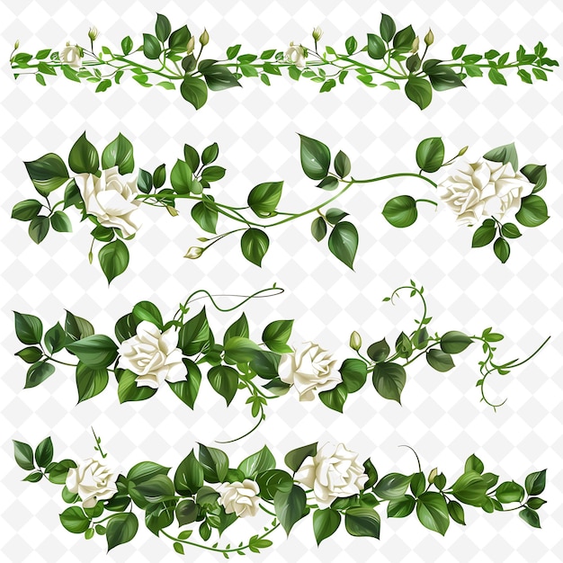 Sophisticated Cordon Featuring Trailing Ivy and Gardenias Le PNG Natural Inspired Flat Borderline