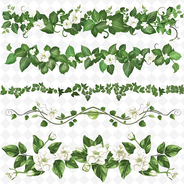 PSD sophisticated cordon featuring trailing ivy and gardenias le png natural inspired flat borderline