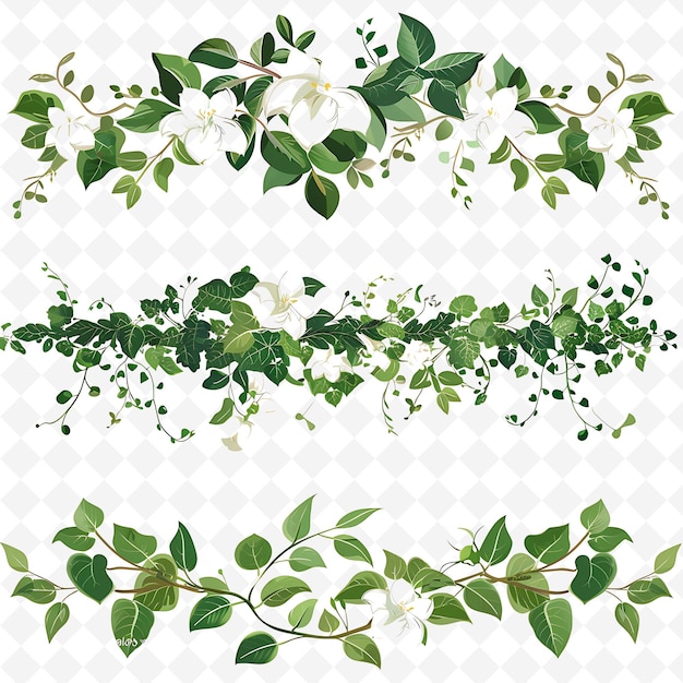 Sophisticated Cordon Featuring Trailing Ivy and Gardenias Le PNG Natural Inspired Flat Borderline