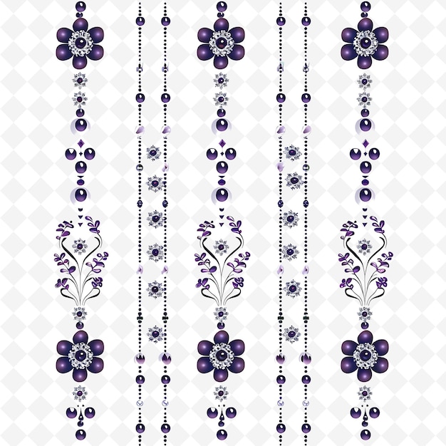 PSD sophisticated lattice adorned with beads and violets beads a png natural inspired flat borderline