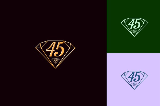 PSD sophisticated logo with text 45th emblem logo with a diamond vector abstract design collections