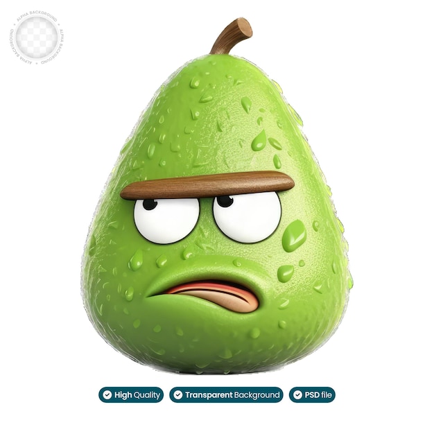 The Sorrowful Fruit 3D Illustration Revealing a Sad Avocado Unveiling Hidden