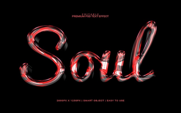 Soul 3d editable premium psd text effect