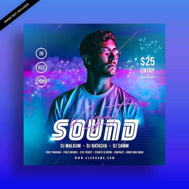 Sound night dj party flyer template