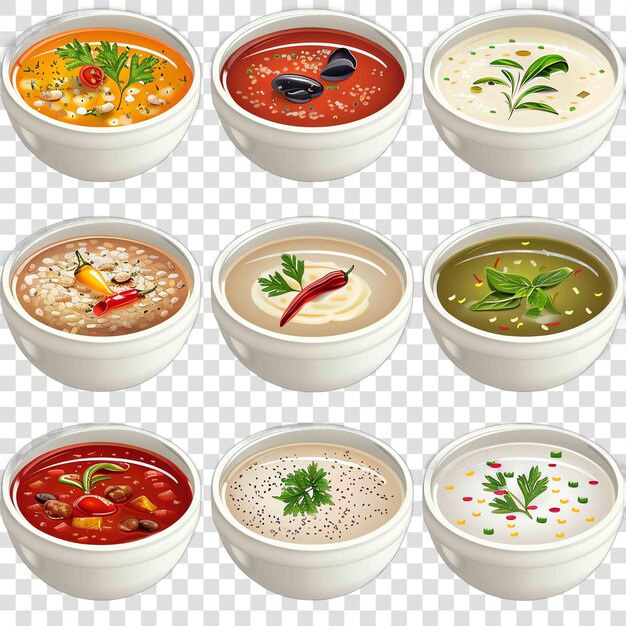 PSD soups transparent background vector element