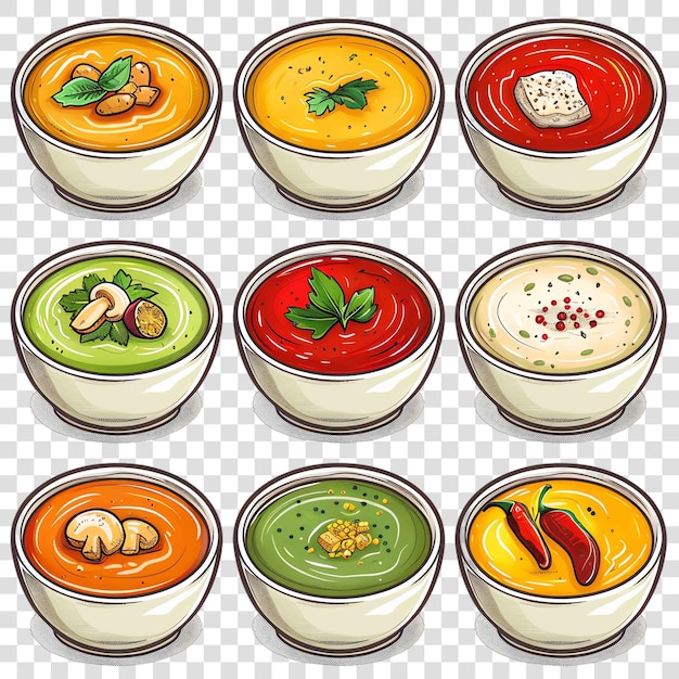 PSD soups transparent background watercolor clipart