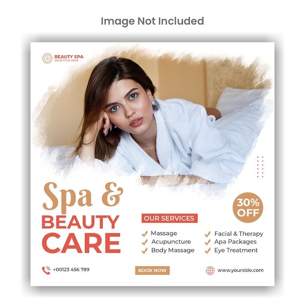 Spa and beauty care social media post template design