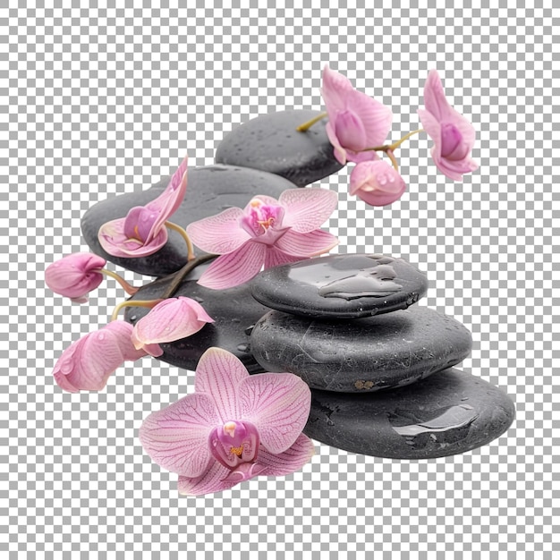 Spa Stones with Flowers on Transparent Background Ai Generated