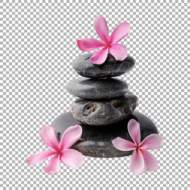 Spa Stones with Flowers on Transparent Background Ai Generated