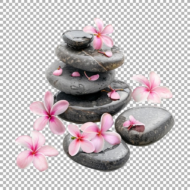 Spa Stones with Flowers on Transparent Background Ai Generated