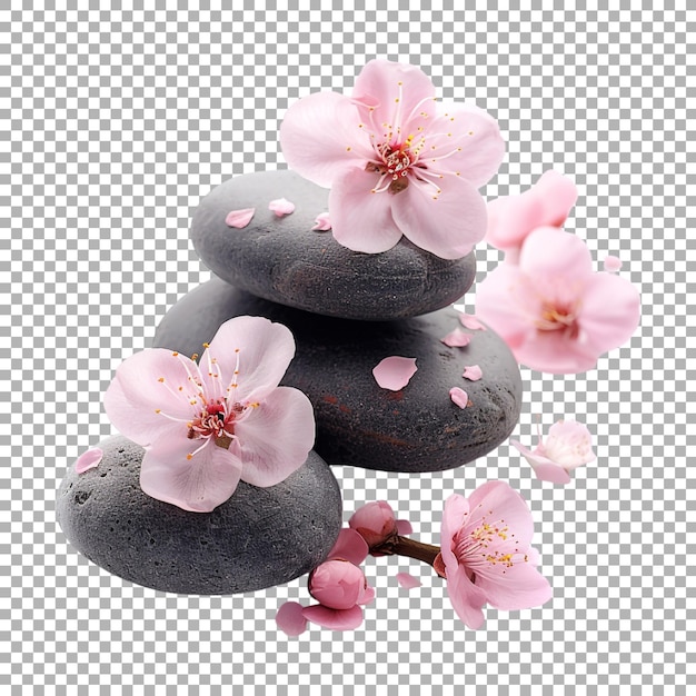 Spa Stones with Flowers on Transparent Background Ai Generated