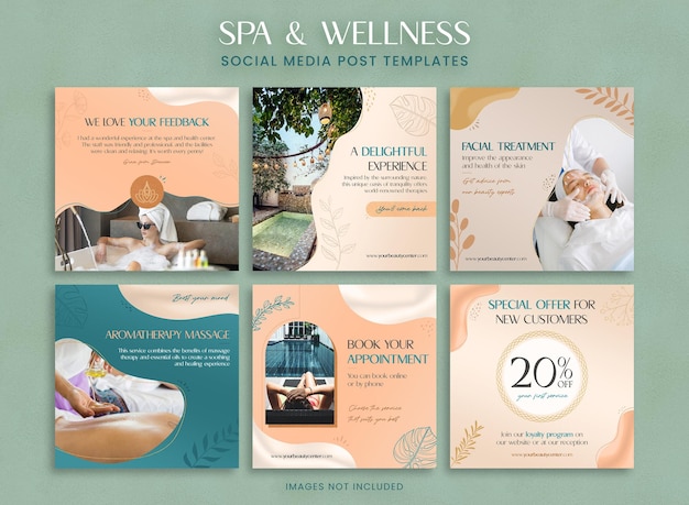 PSD spa and wellness post templates social media banners for instagram and facebook