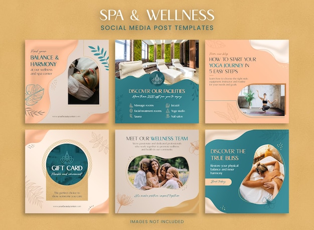 Spa and Wellness Post Templates Social Media Banners for Instagram and Facebook