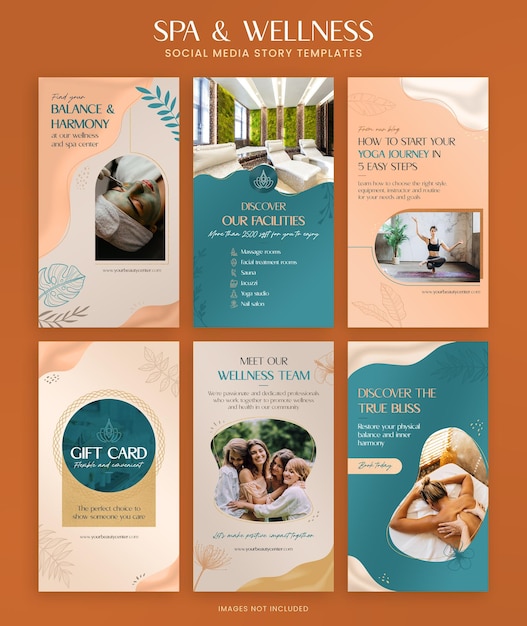 PSD spa and wellness social media story templates for instagram and facebook