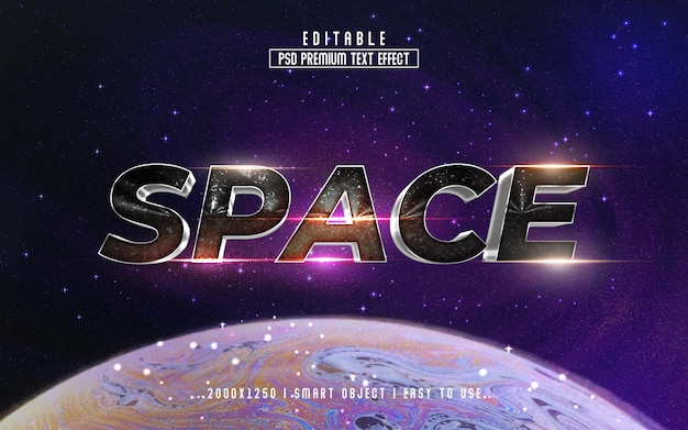 Space 3D Text effect style Psd