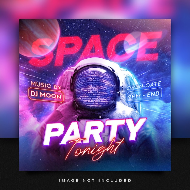 Space Astronaut social media post music party template