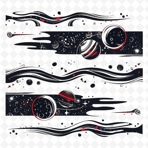 PSD space borderlines design with galaxy and planet decorations png unique stylized motifs designs