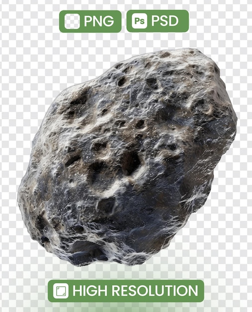 Space Debris Asteroid on a Transparent Background Concept