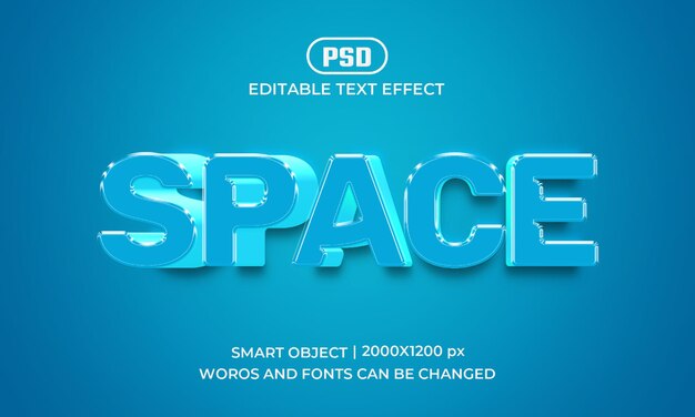 Space editable 3d text effect style