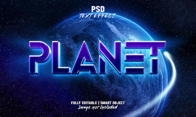 Space planet glowing 3d editable text effect style