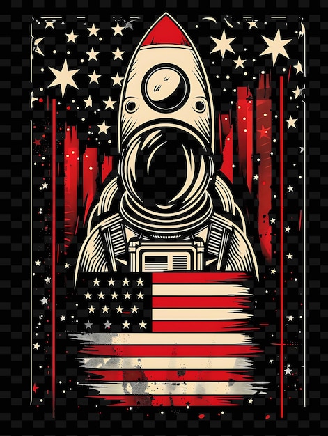 Space Setting With a Campaign Rocket and Astronaut for Elect Flat Illustration Poster Design