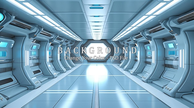 PSD spaceship corridor futuristic tunnel with light generative ai