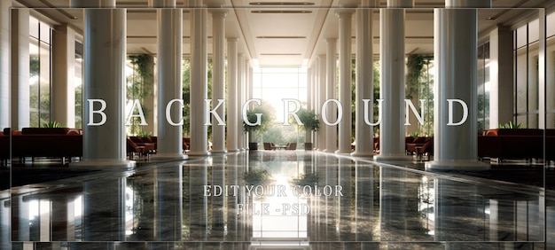 Spacious Lobby with White Pillars and Sunlit Windows