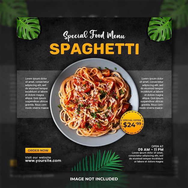 Spaghetti Food Menu Instagram Post Template