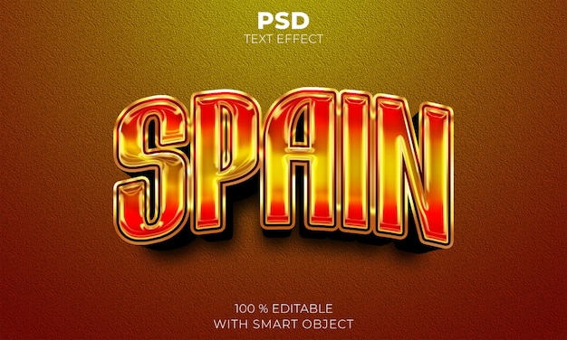 PSD spain 3d editable text effect