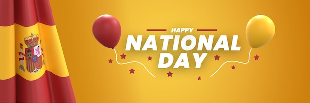 spain national day independence day banner with flag and editable text background