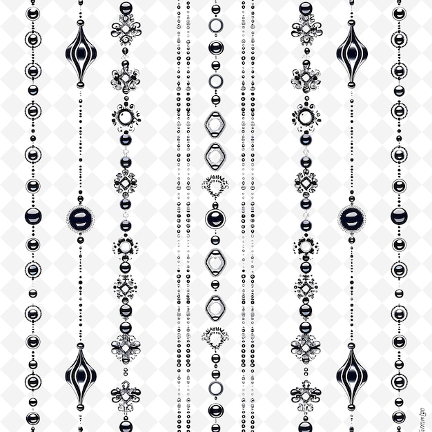 Sparkling Chain With Mirrored Ornaments and Beads on It Deco PNG Natural Inspired Flat Borderline