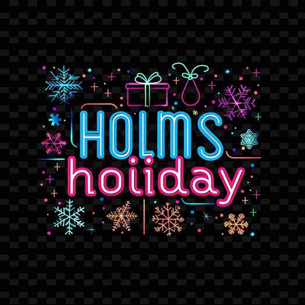 Sparkling Holiday Text With Neon Multi Color Gradient Shinin PNG Y2K Inspired Decorative