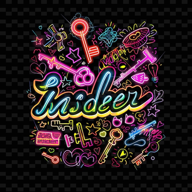 PSD sparkling insider text with neon multi color gradient shinin png y2k inspired decorative