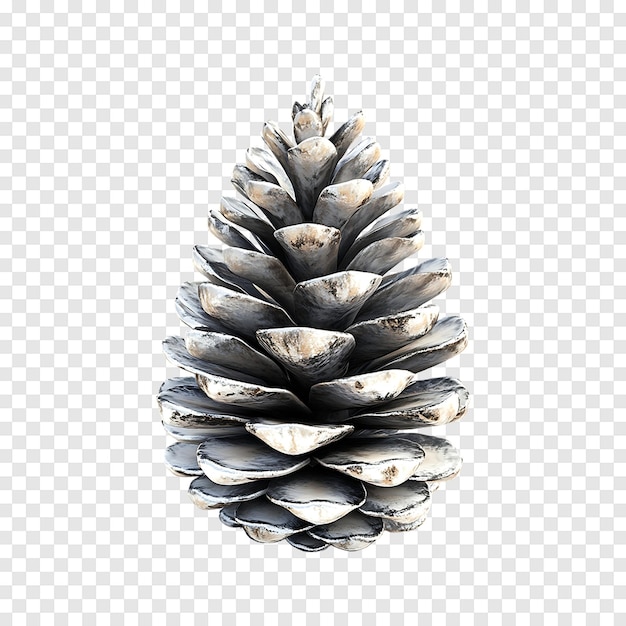 PSD sparkling silver spruce cone for festive holidays isolated on a transparent background