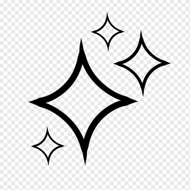 PSD sparkling star line illustration of an black and white element on a transparent background