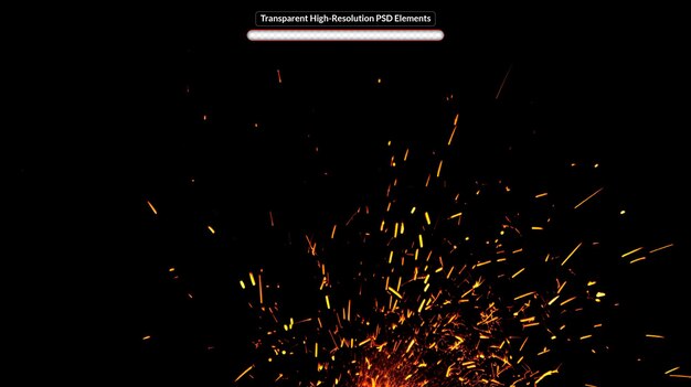 PSD sparks from fire on transparent background