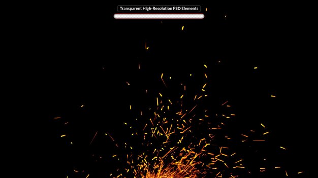 PSD sparks from fire on transparent background