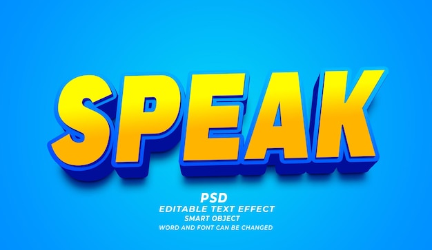 Speak 3d editable photoshop text effect style