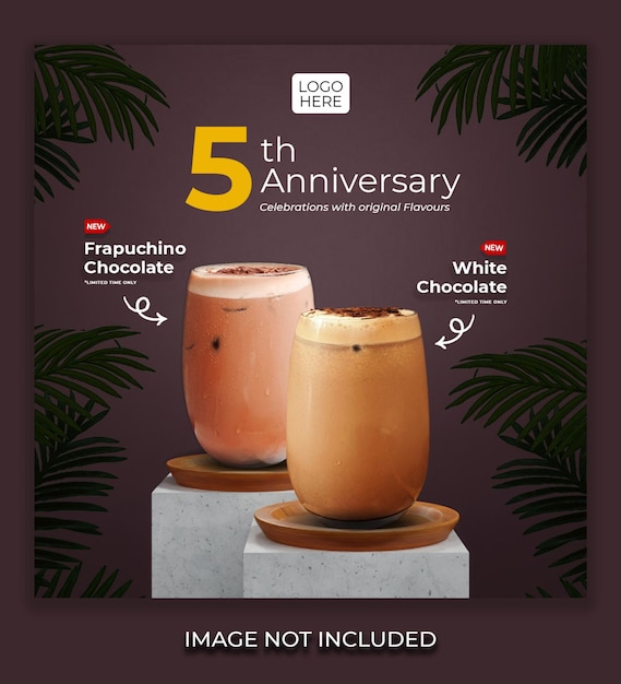 Special anniversary drink menu template for social media