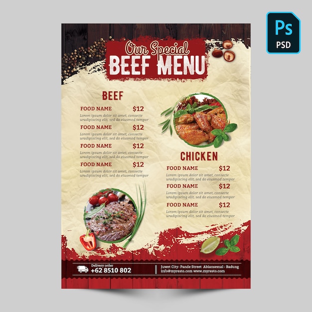 Special Beef Menu