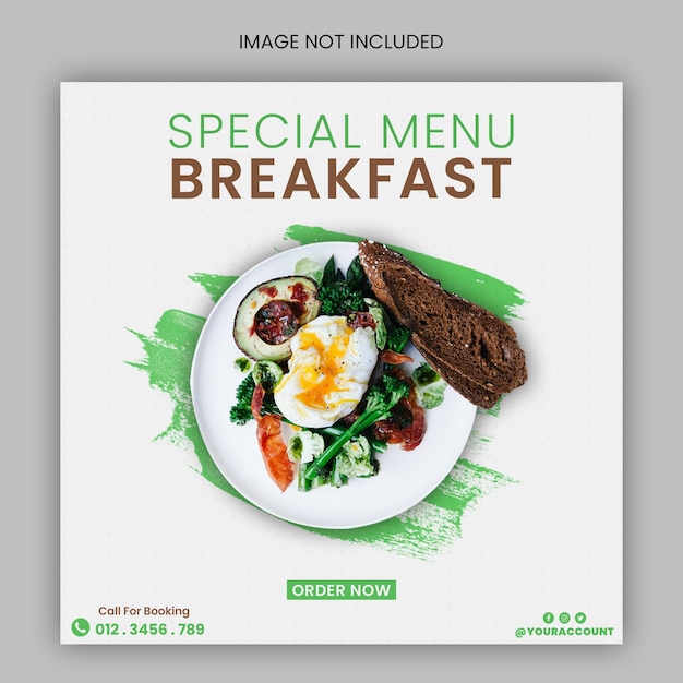 PSD special breakfast menu social media promotion on instagram