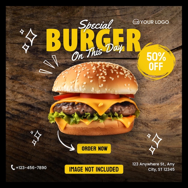 PSD special burger sale poster design food menu restaurant offer sale