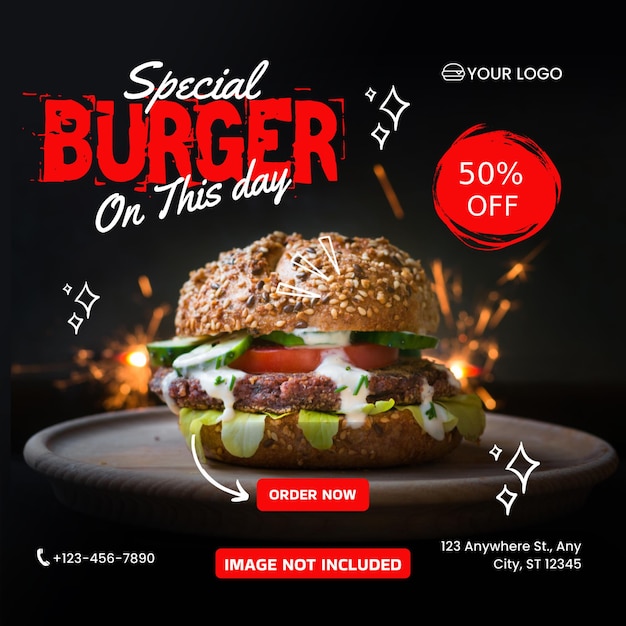 PSD special burger sale poster design food menu restaurant offer sale