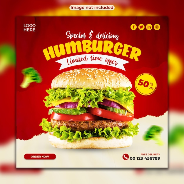 Special burger sale social media facebook and Instagram post template