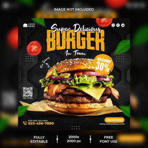 Special burger social media post banner template