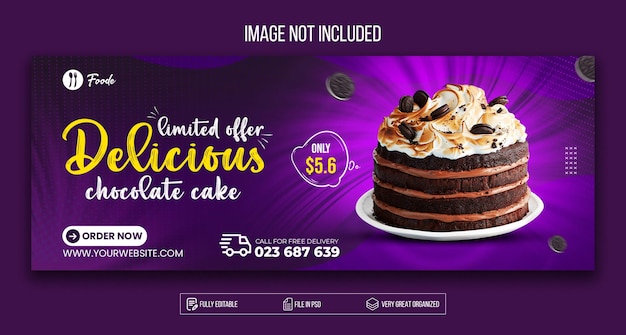 Special Chocolate cake Facebook cover and web template design Premium Psd